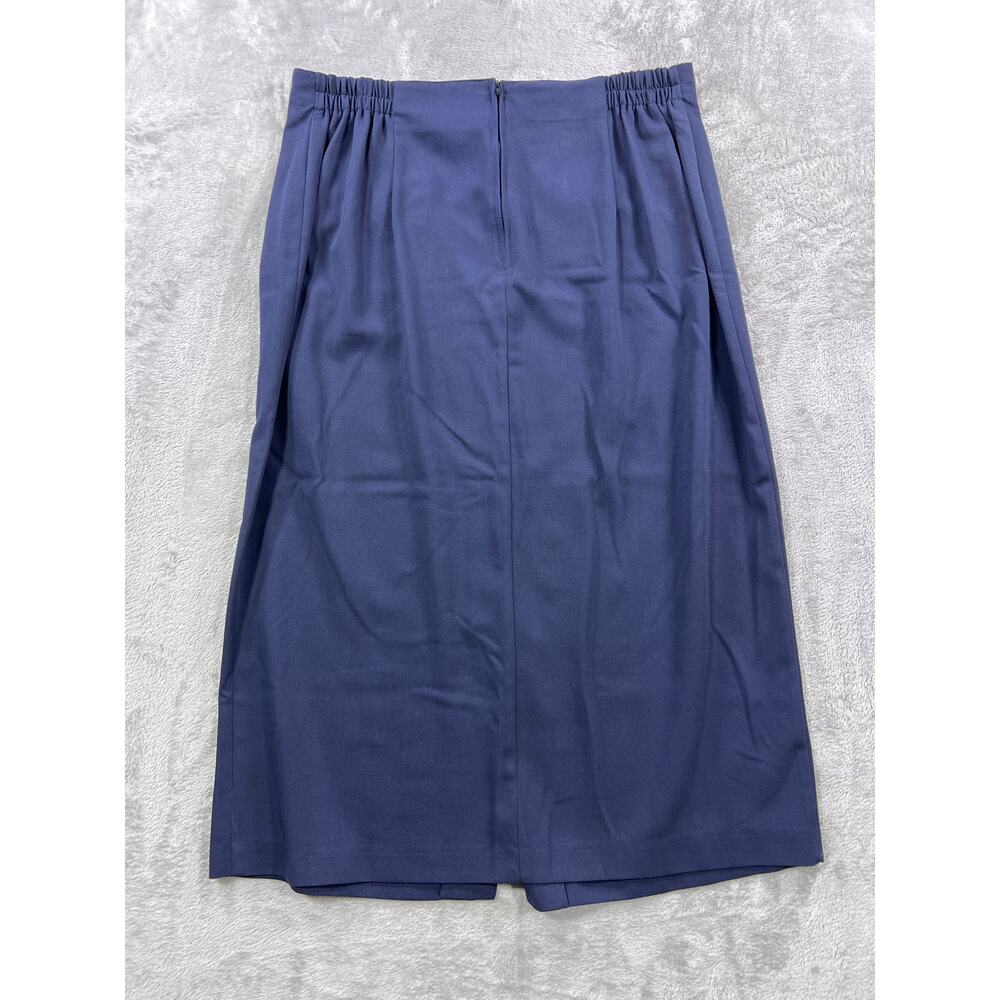 USA Made Academia Blue Button Front Midi Skirt 20W High Waist Office Old Money - Picture 8 of 8